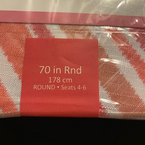 Spill proof tablecloth, striped tablecloth,pink tablecloth, 70” round tablecloth - Picture 7 of 11